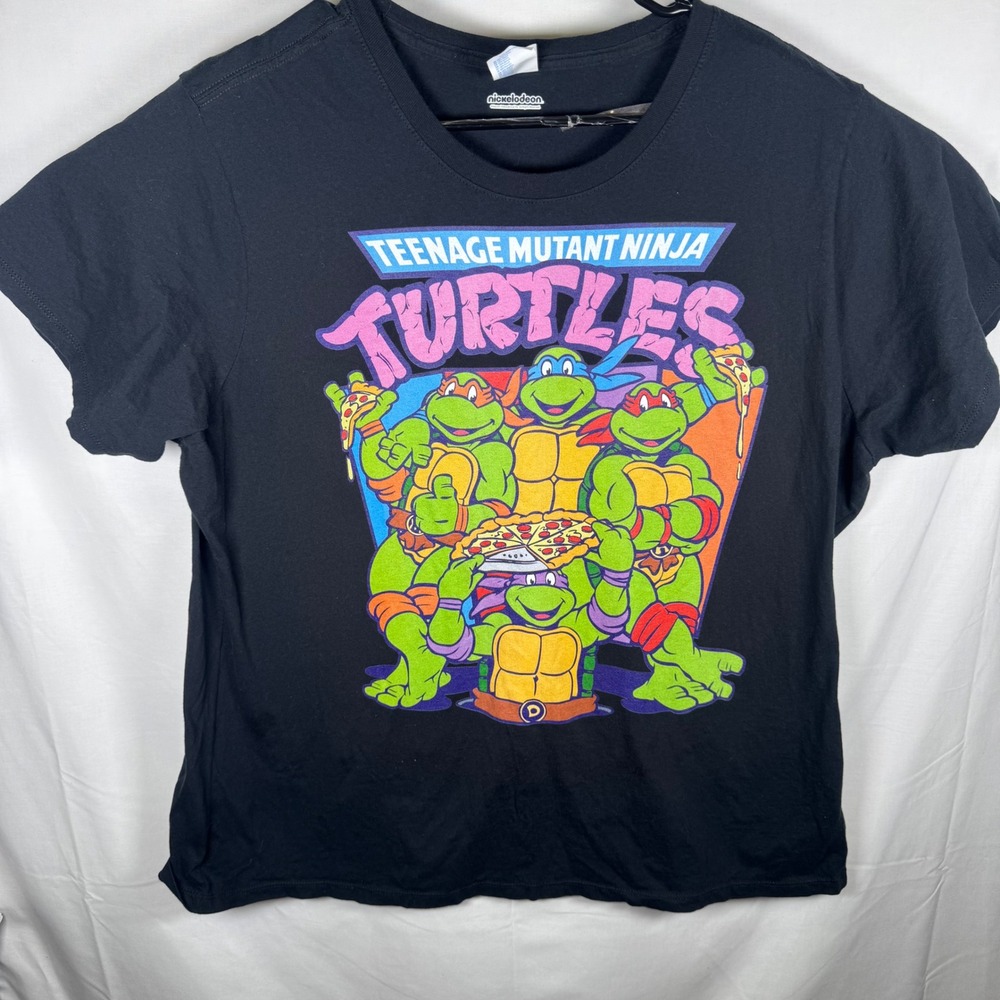 TMNT T-Shirt Ladies 3XL Port‎ & Company Black Nickelodeon Ninja Turtles Pizza